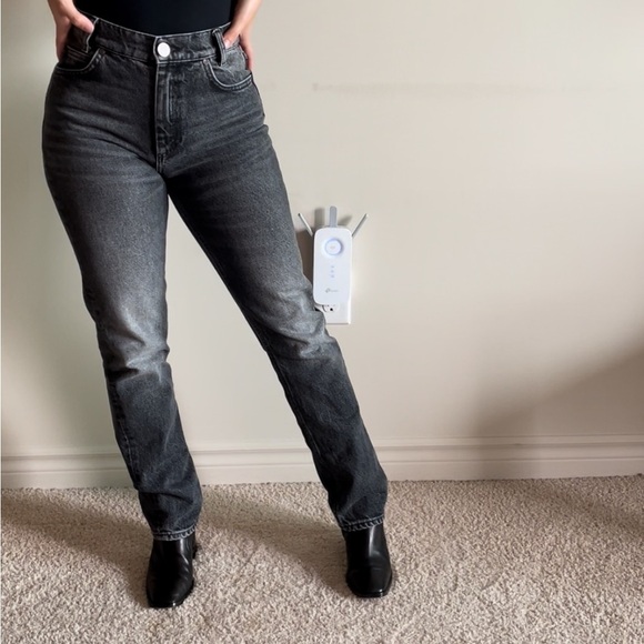 Sandro Paris Black High Waisted Straight Leg Jeans Size 38/US Size 8 - Picture 5 of 12